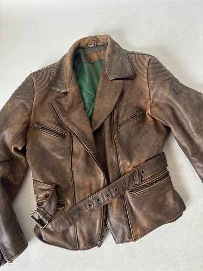 Dreamy brown distressed petite biker