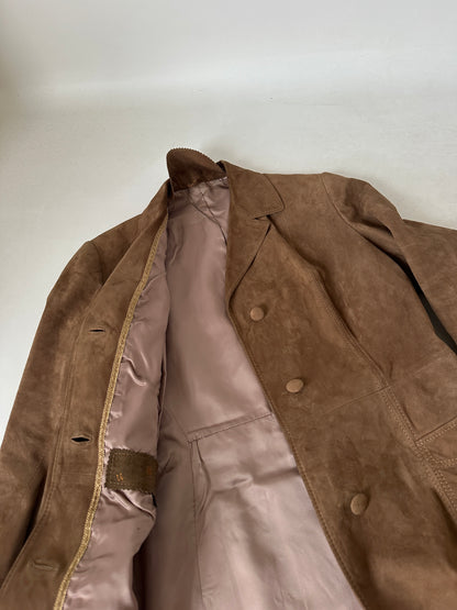 Long suede petite trench