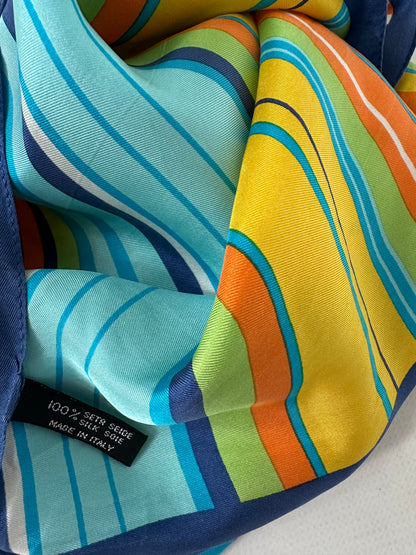 Foulard righe multicolor pura seta
