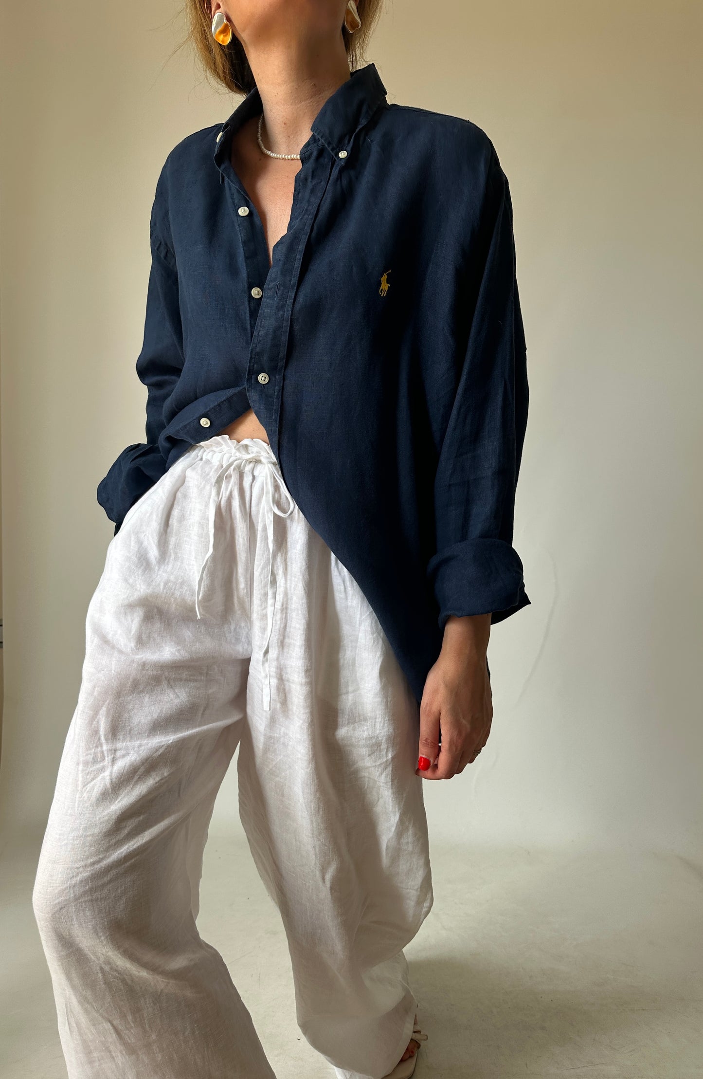 RALPH LAUREN navy linen shirt