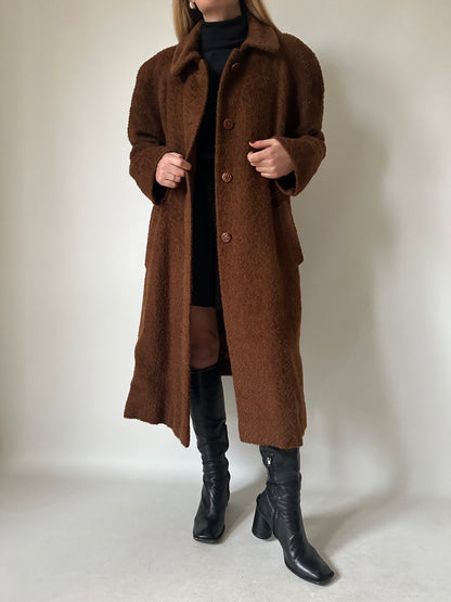 Chocolate teddy wool coat