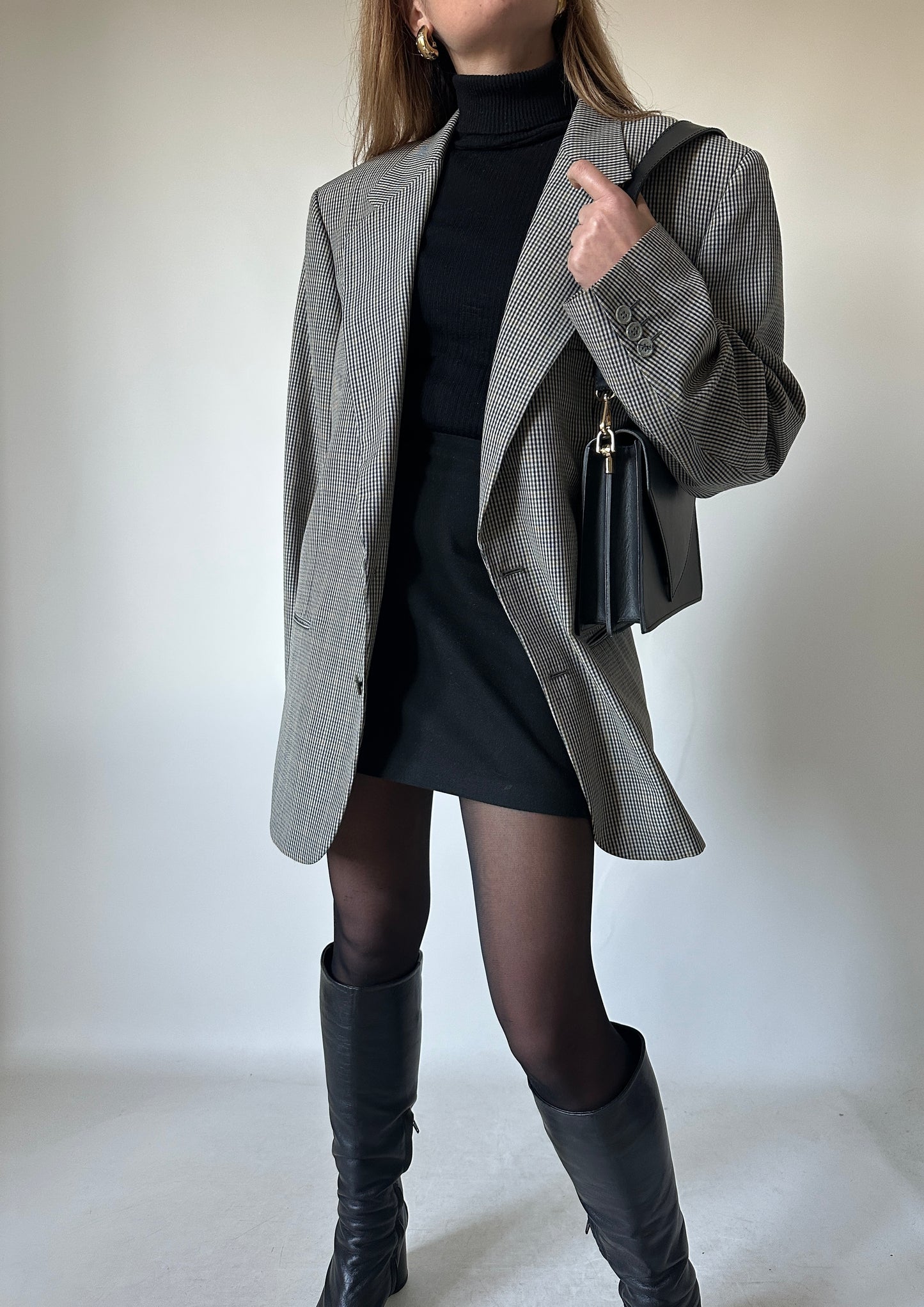 Pied de poule green oversize blazer