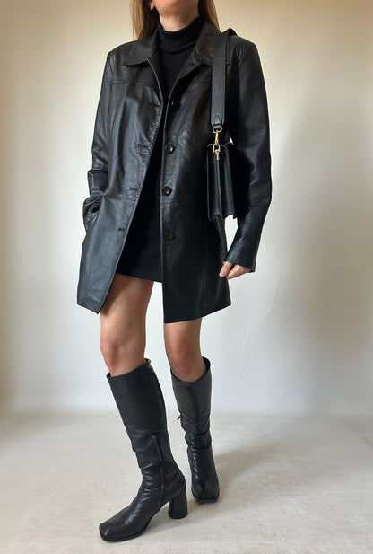 Passpartour black leather jacket