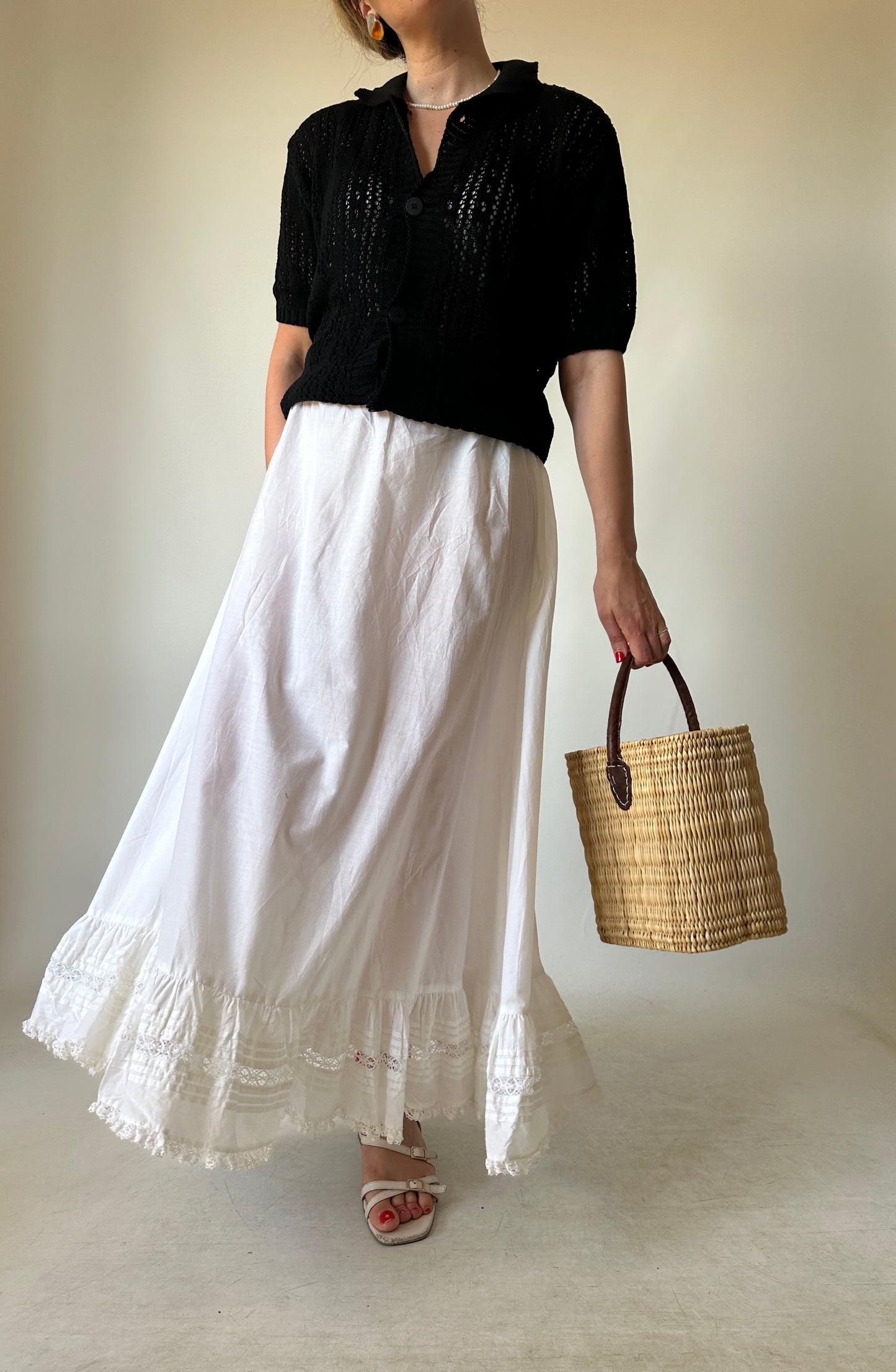 LAURA ASHLEY white cotton skirt