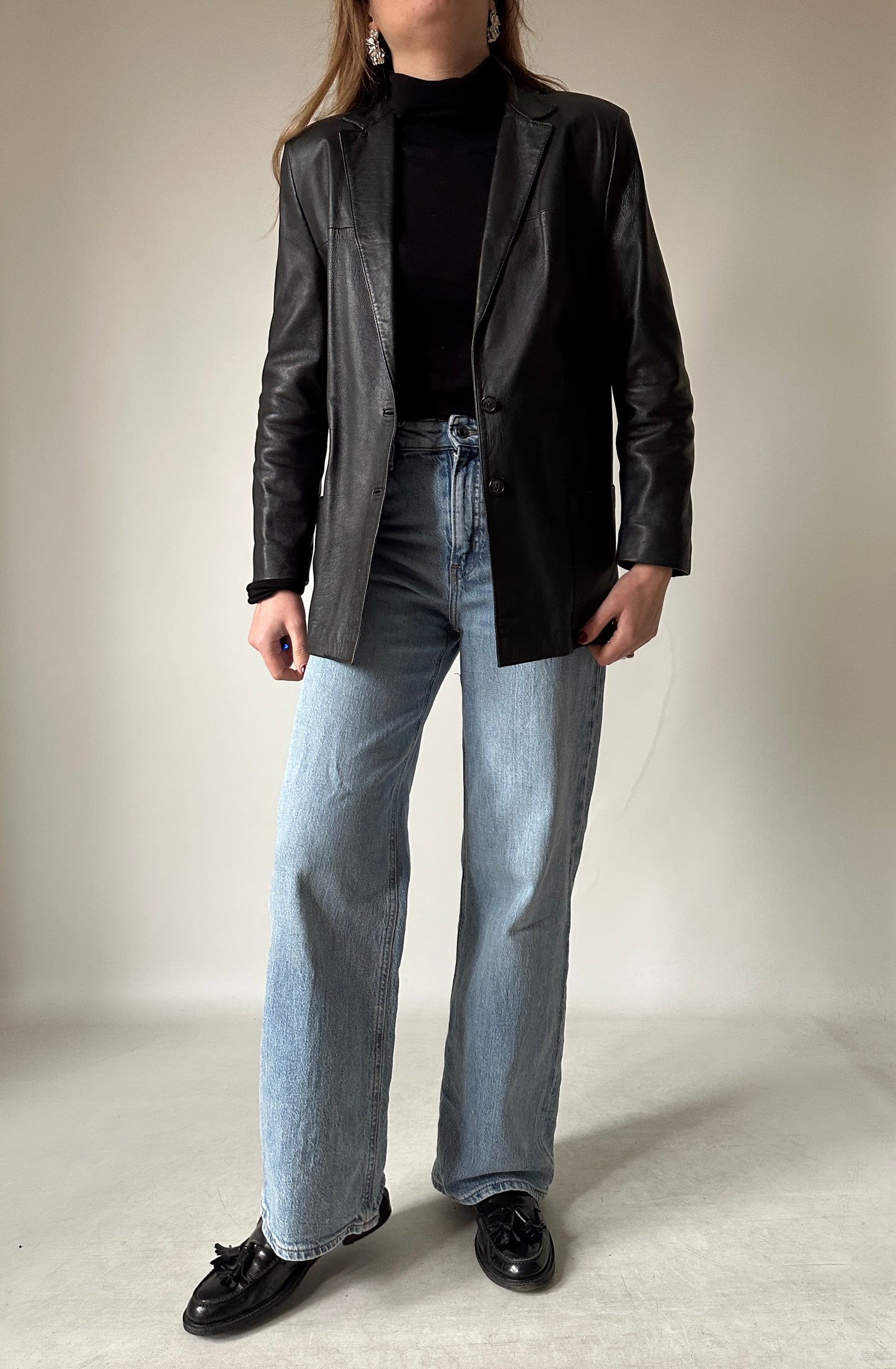 Nappa leather slim blazer