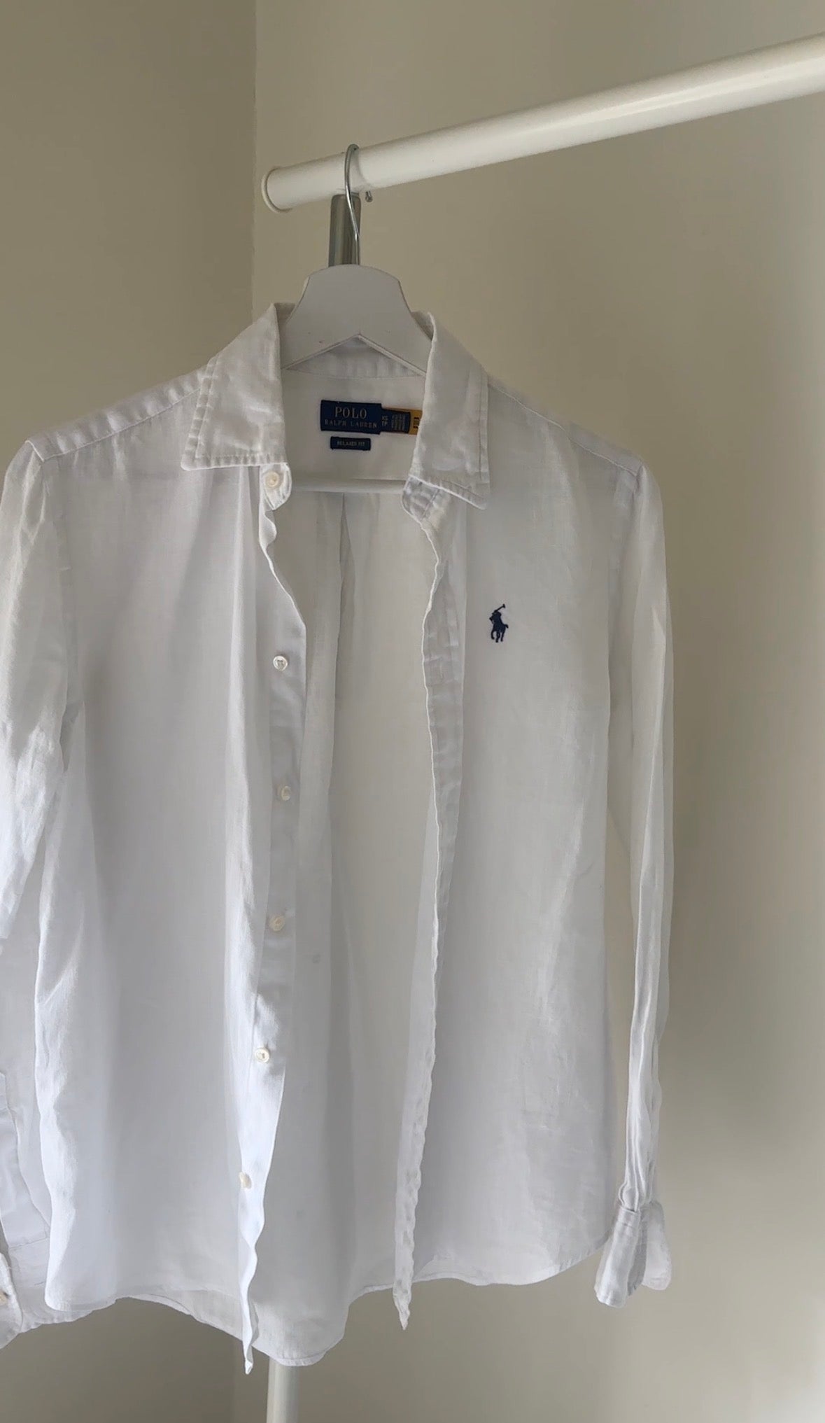 RALPH LAUREN linen white petite shirt
