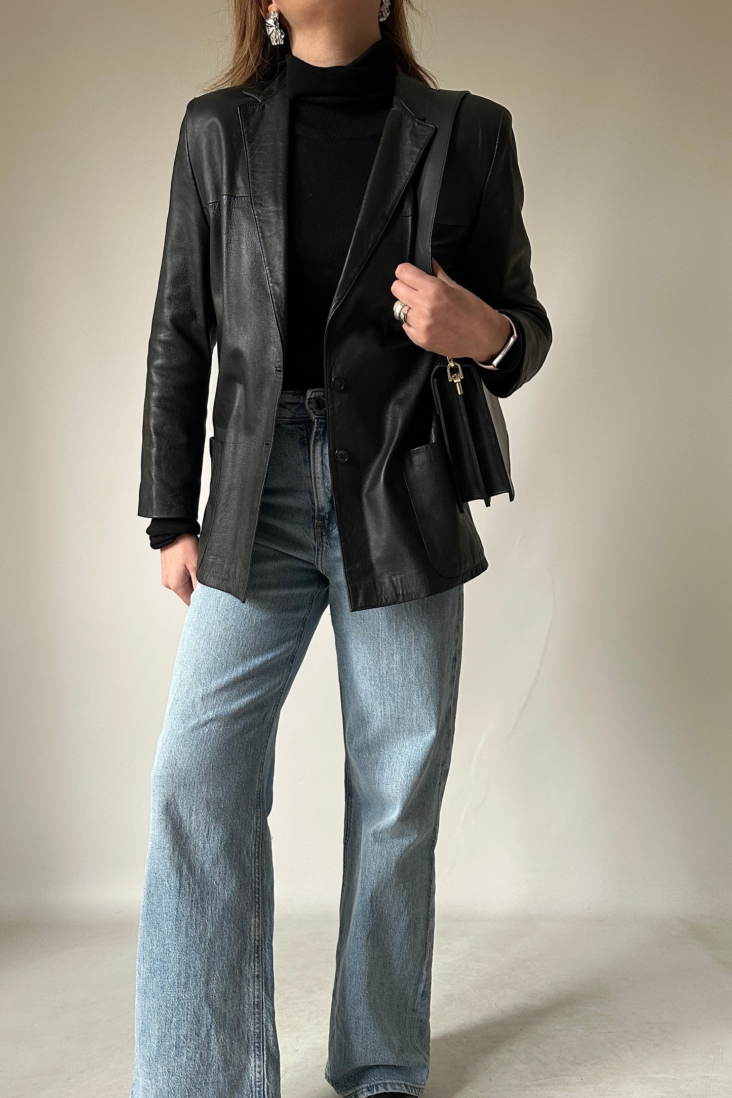 Nappa leather slim blazer