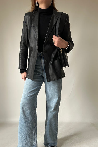 Nappa leather slim blazer