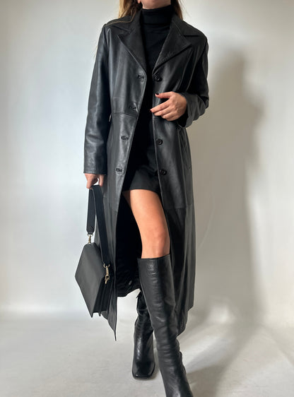 Iconic extra long leather trench