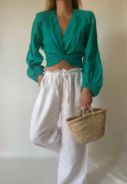 Top Ariel puro lino - verde smeraldo