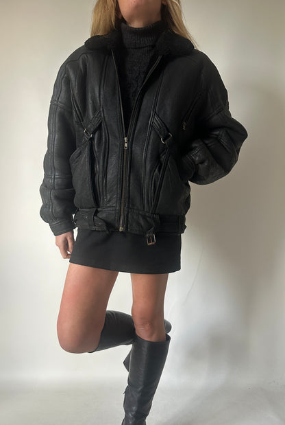 Perfect black petite Shearling
