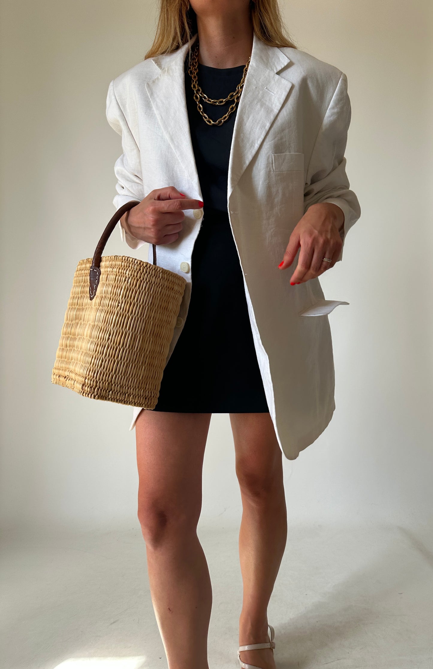 Blazer over in lino bianco chic