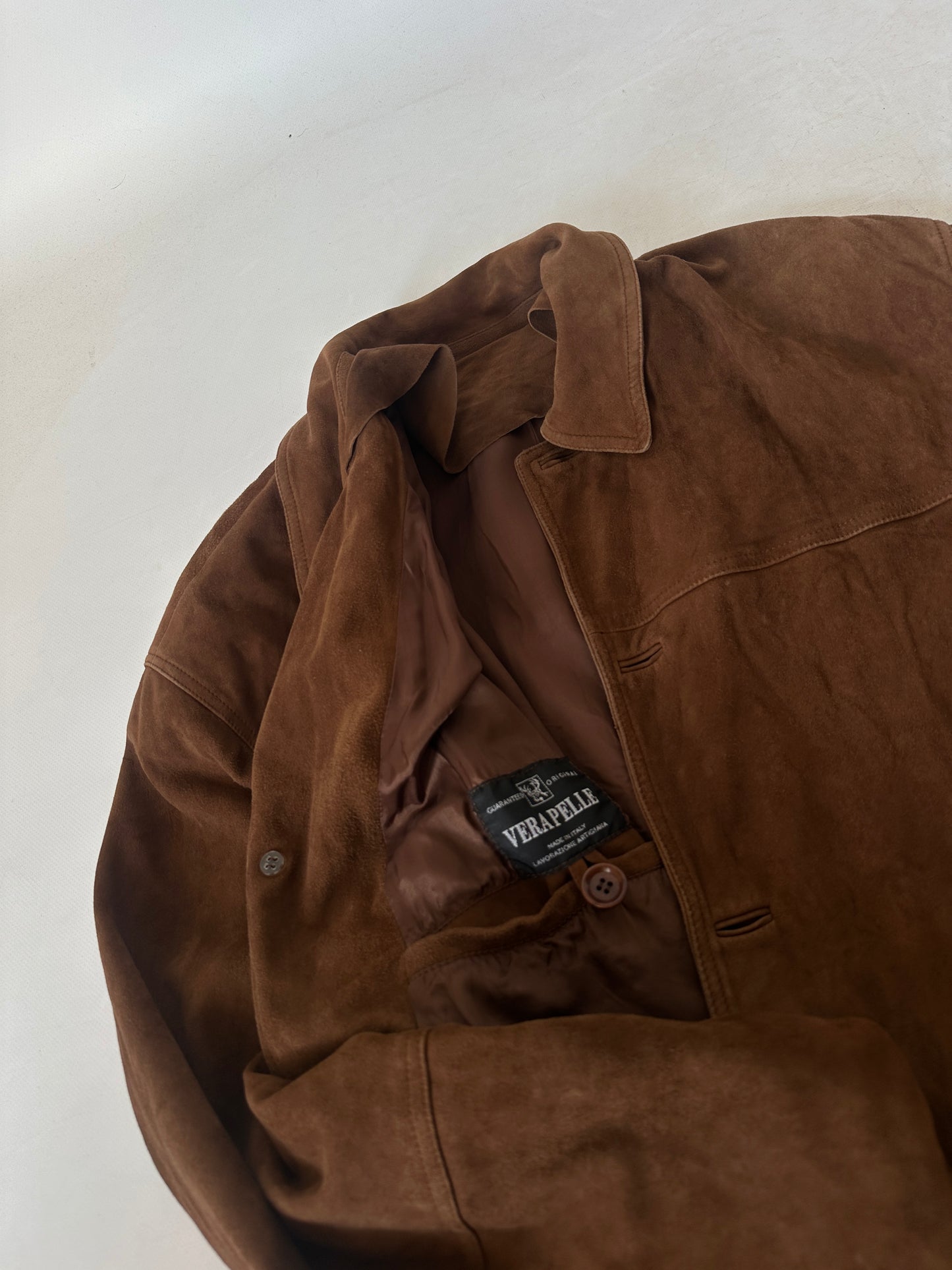Chocolate oversize real suede jacket