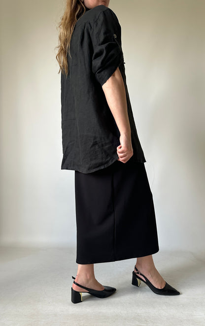 Minimal 100% linen black shirt