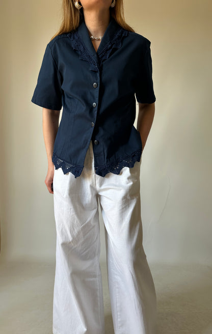 Navy cotton shirt jacket