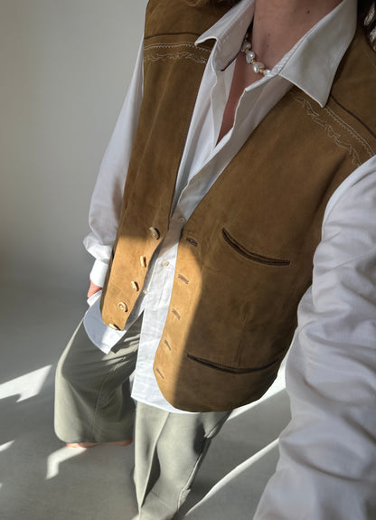Camel suede vest