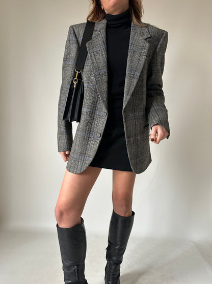 Herringbone grey wool blazer