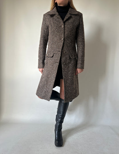 Chocolate herringbone petite coat