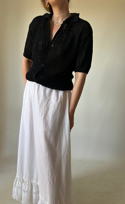 Cardigan traforato in cotone nero