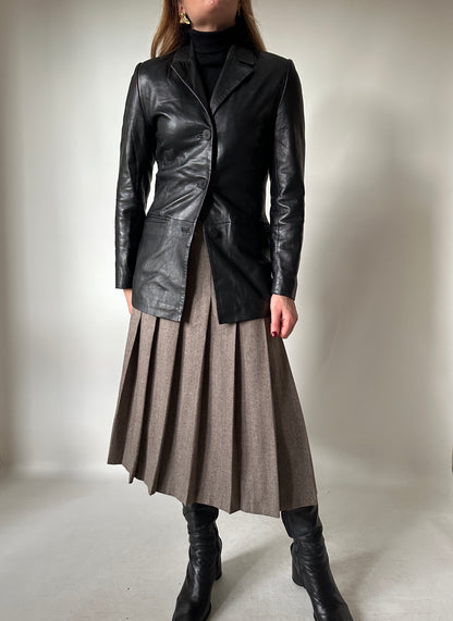 Nappa leather slim jacket