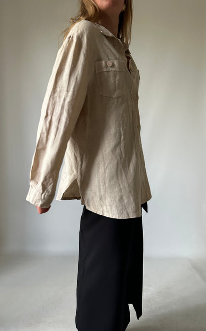 Pure 100% linen sahariana shirt