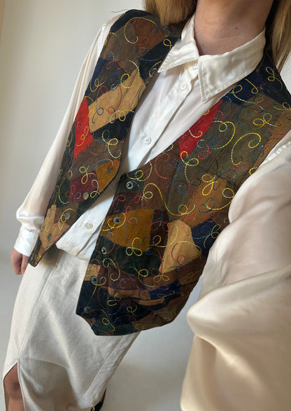Patchwork leather vest