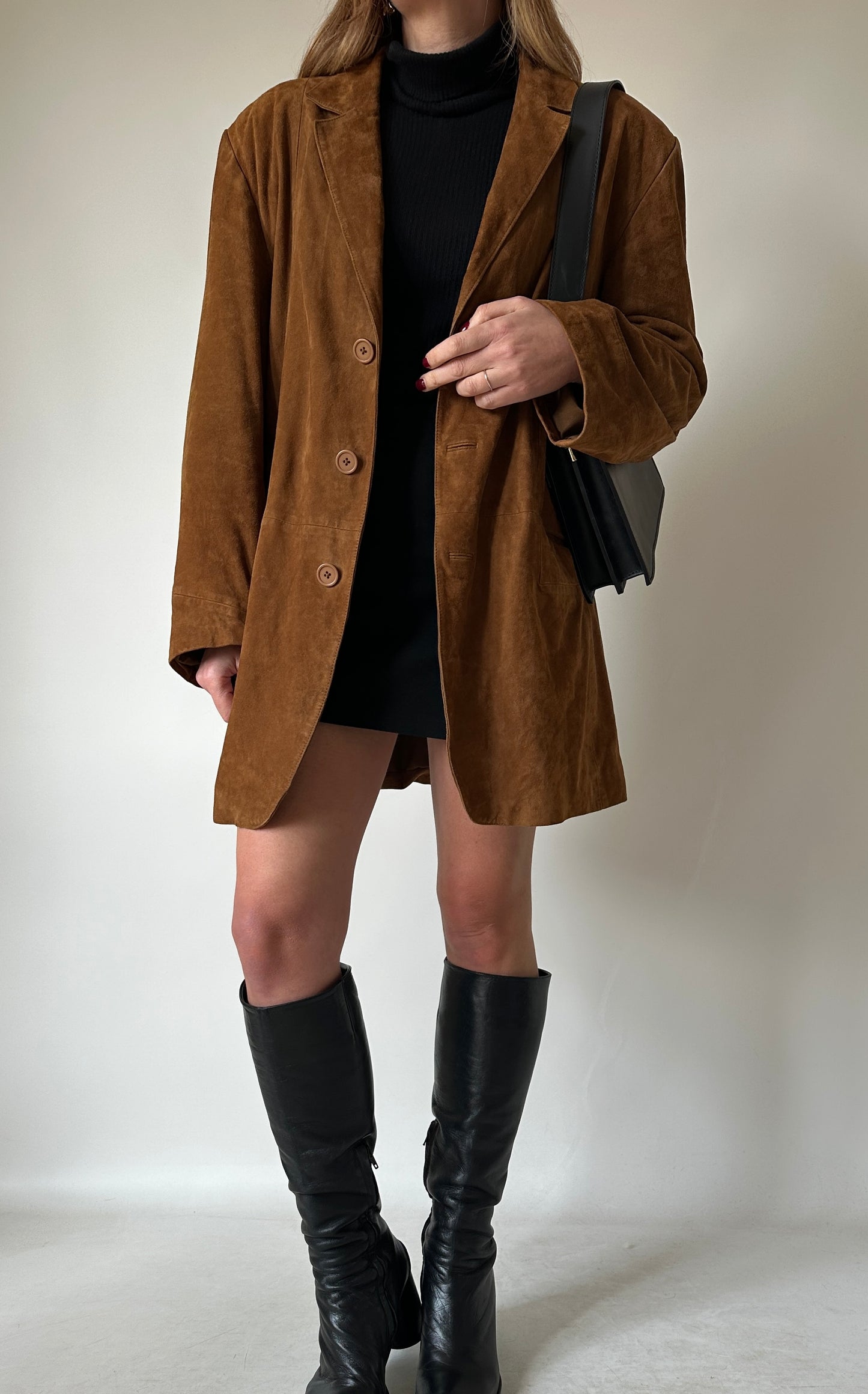 Brown real leather suede jacket