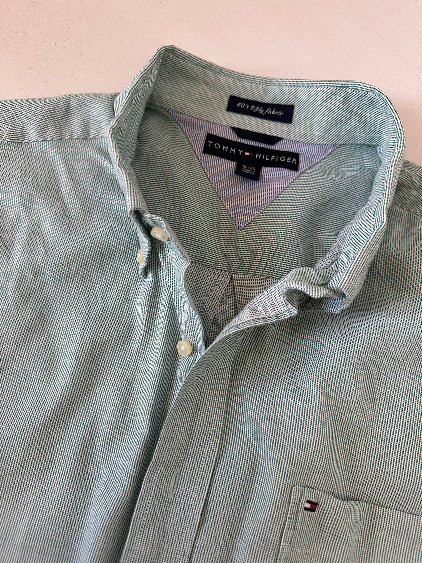 TOMMY HILFIGER oversize striped green shirt