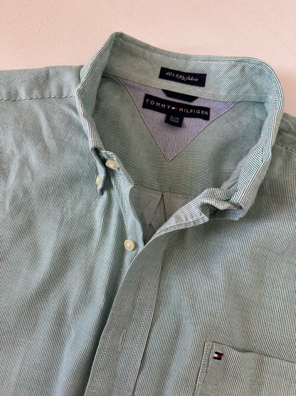 TOMMY HILFIGER oversize striped green shirt