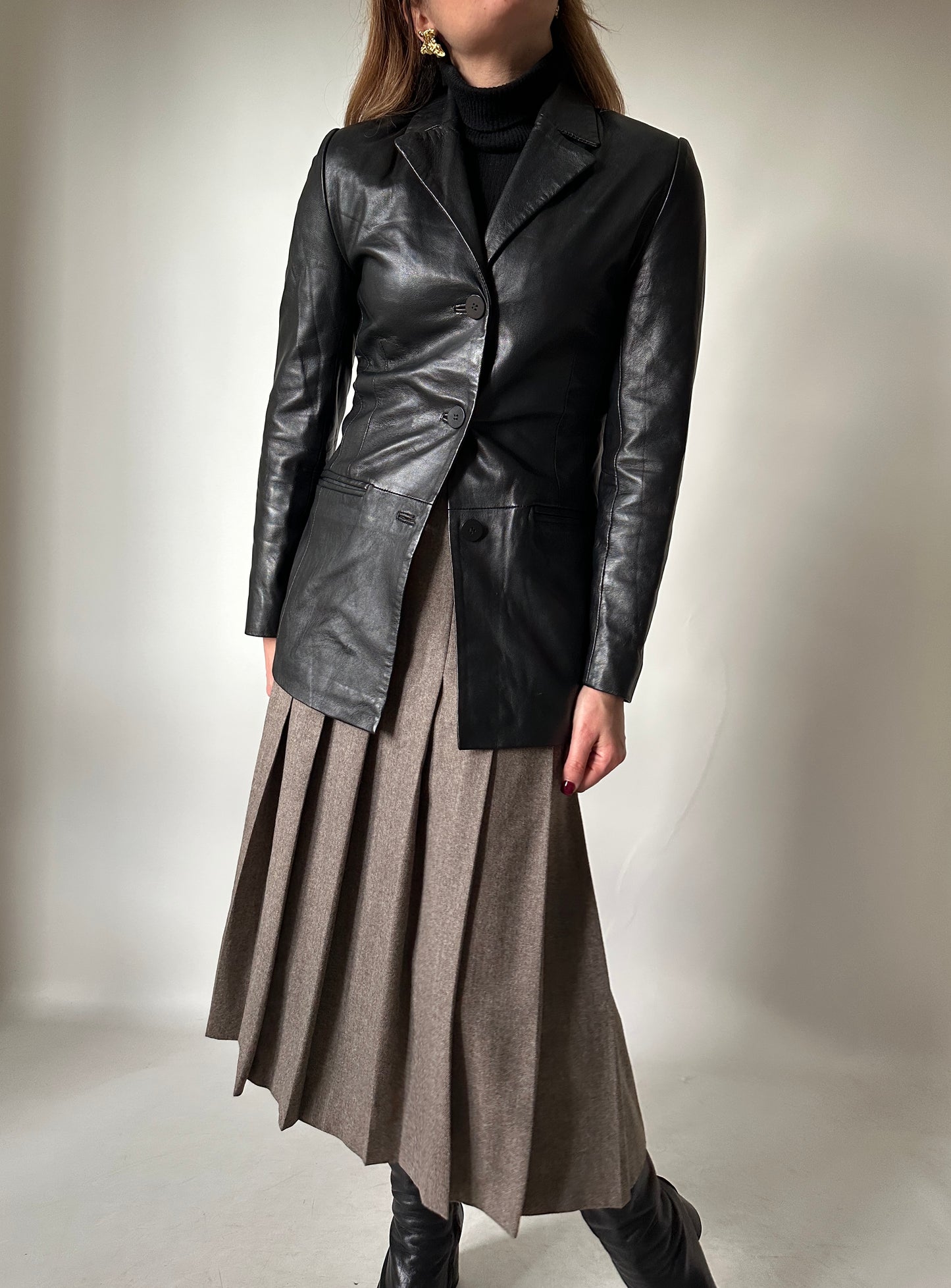 Nappa leather slim jacket