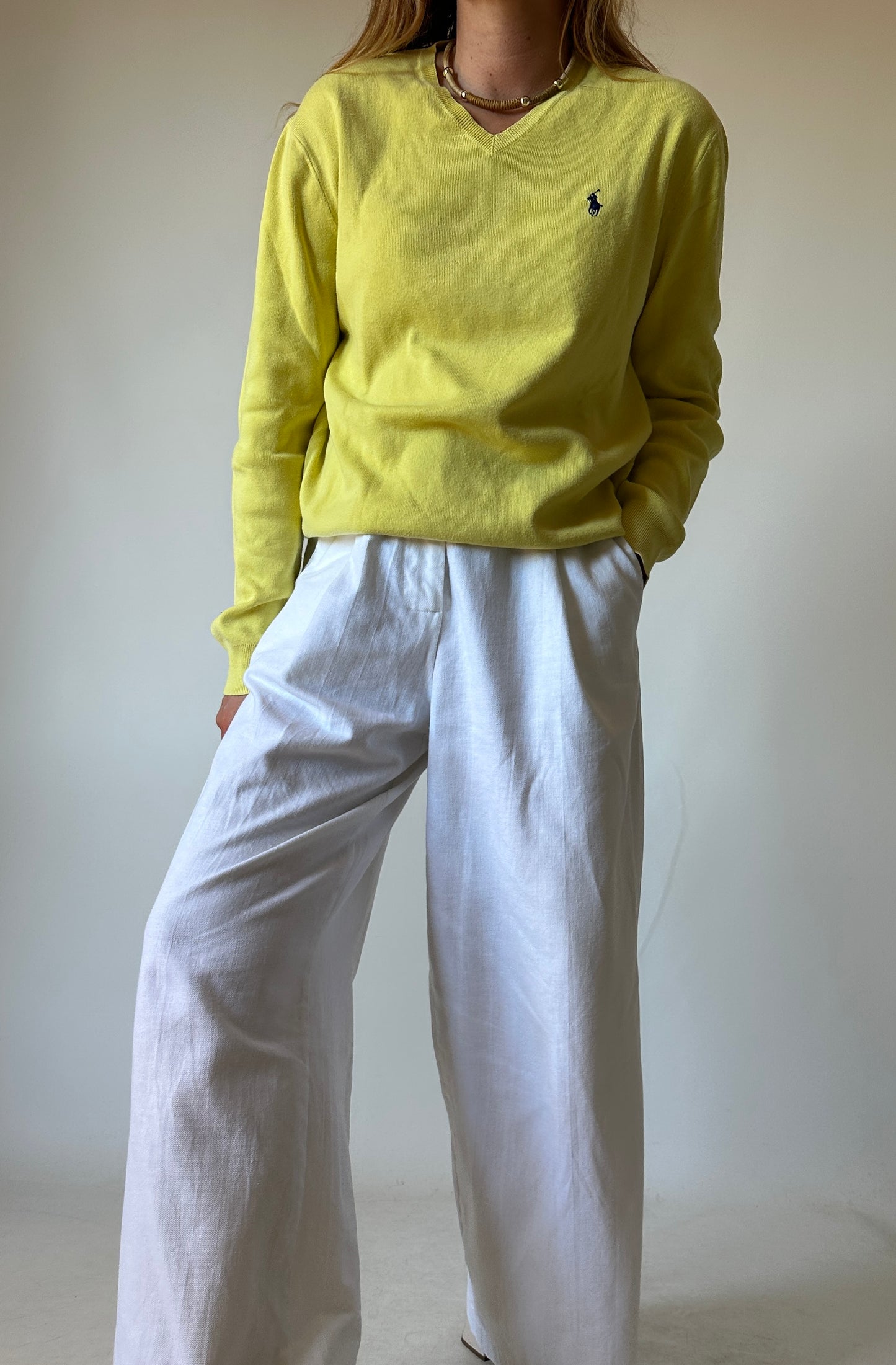 RALPH LAUREN lime cotton sweater