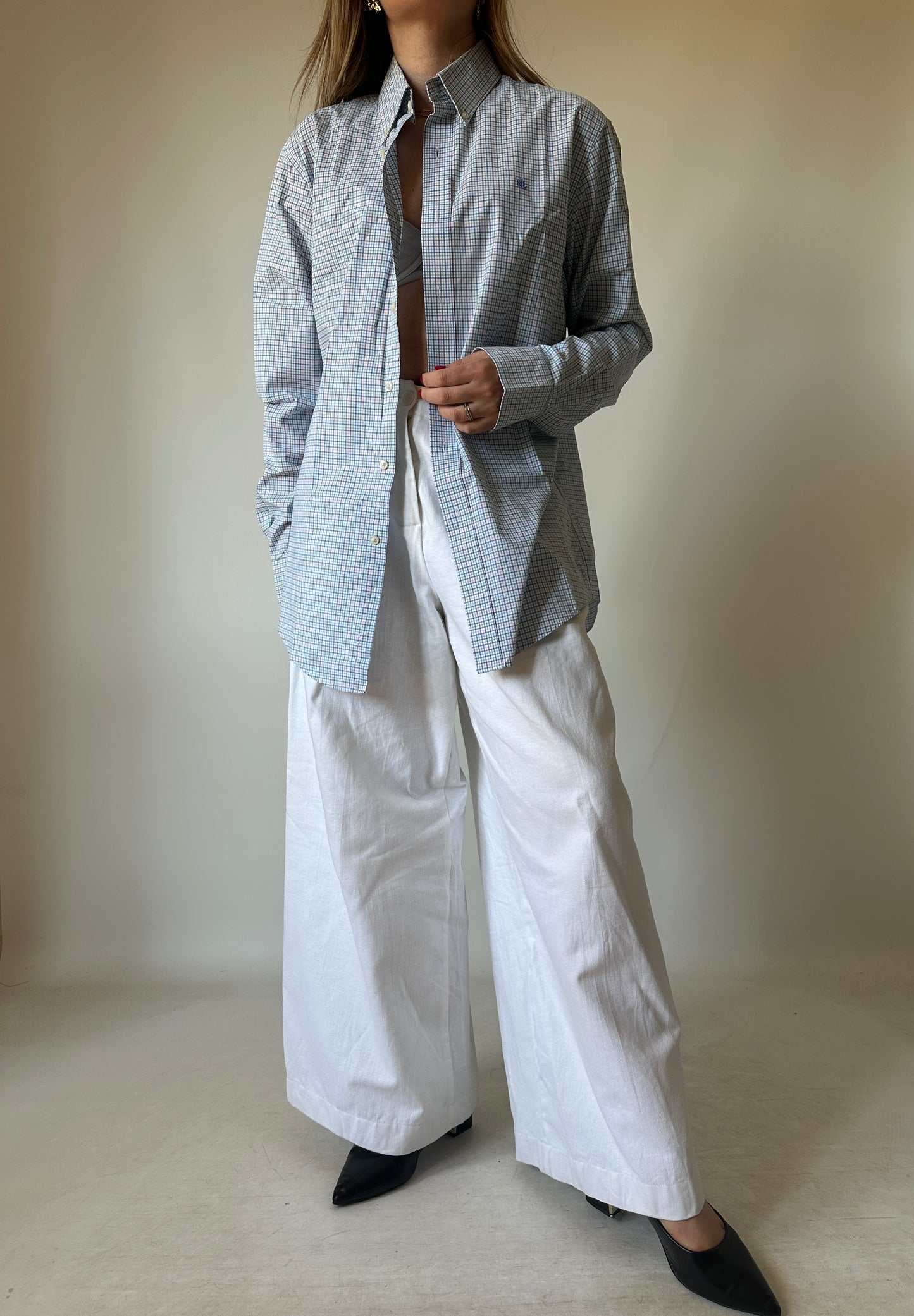 RALPH LAUREN vichy blue shirt