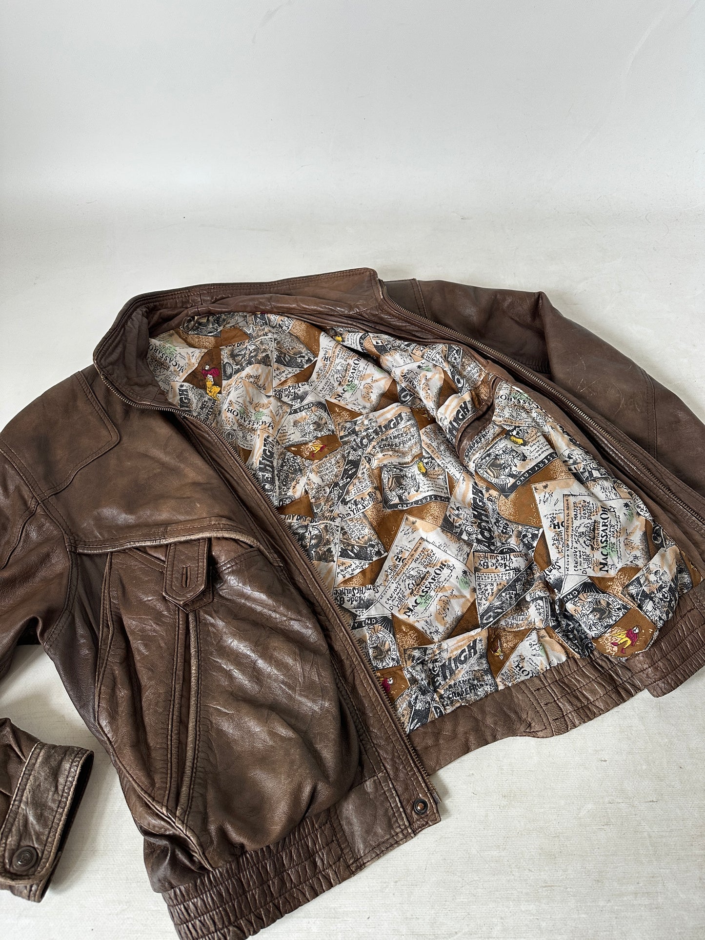 Chocolate used leather bomber