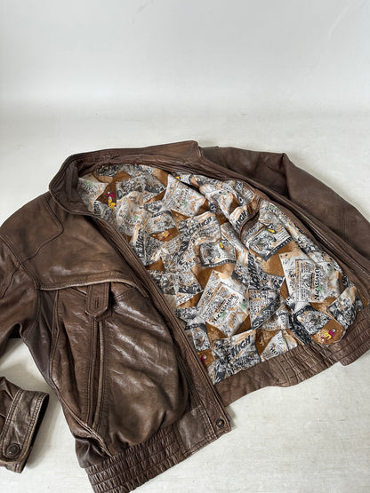 Chocolate used leather bomber