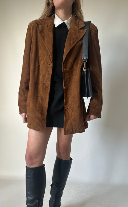 Brown real leather suede jacket