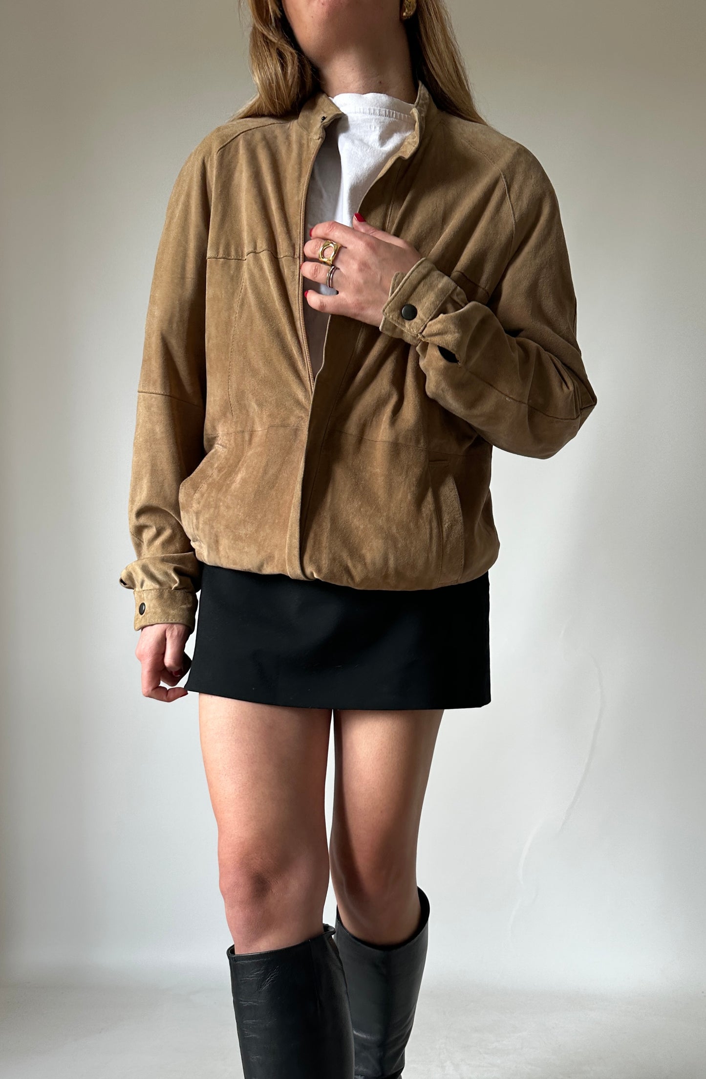Spring suede bomber
