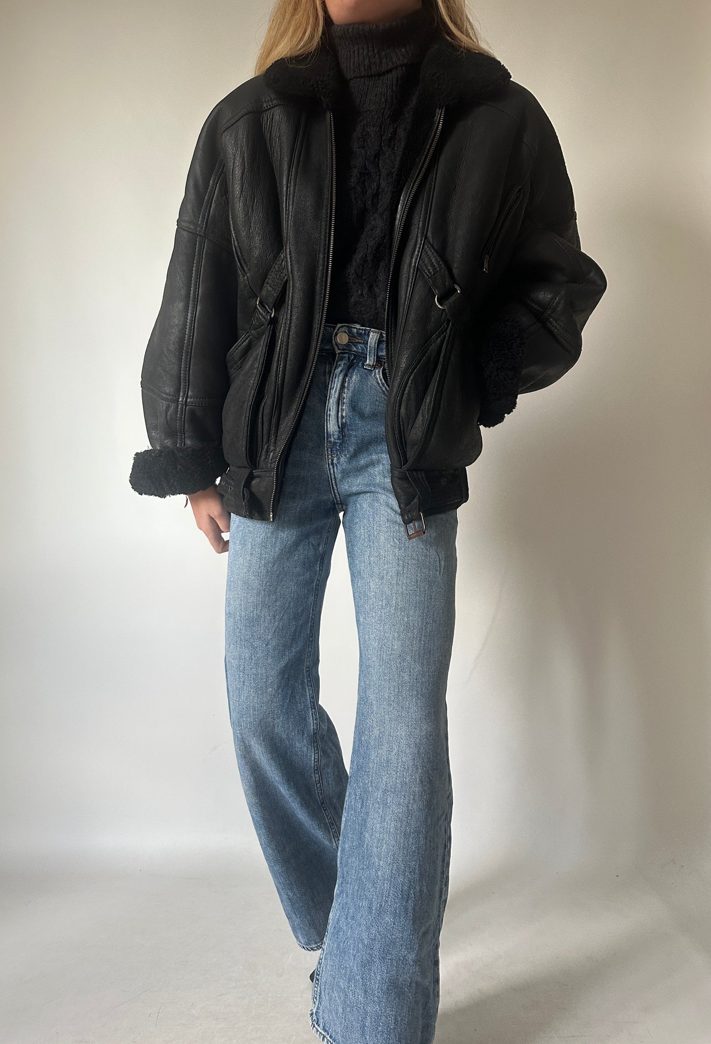 Perfect black petite Shearling