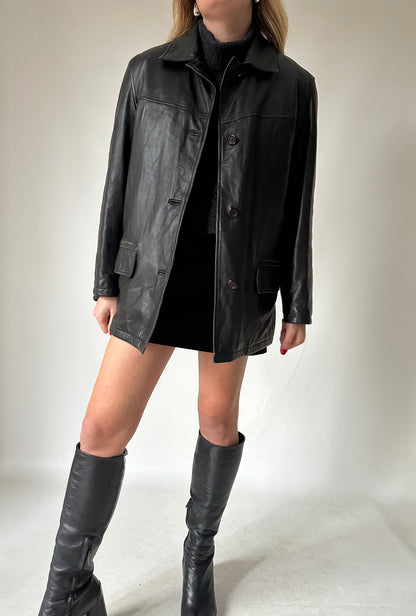 Giacca petite in pelle trapuntata