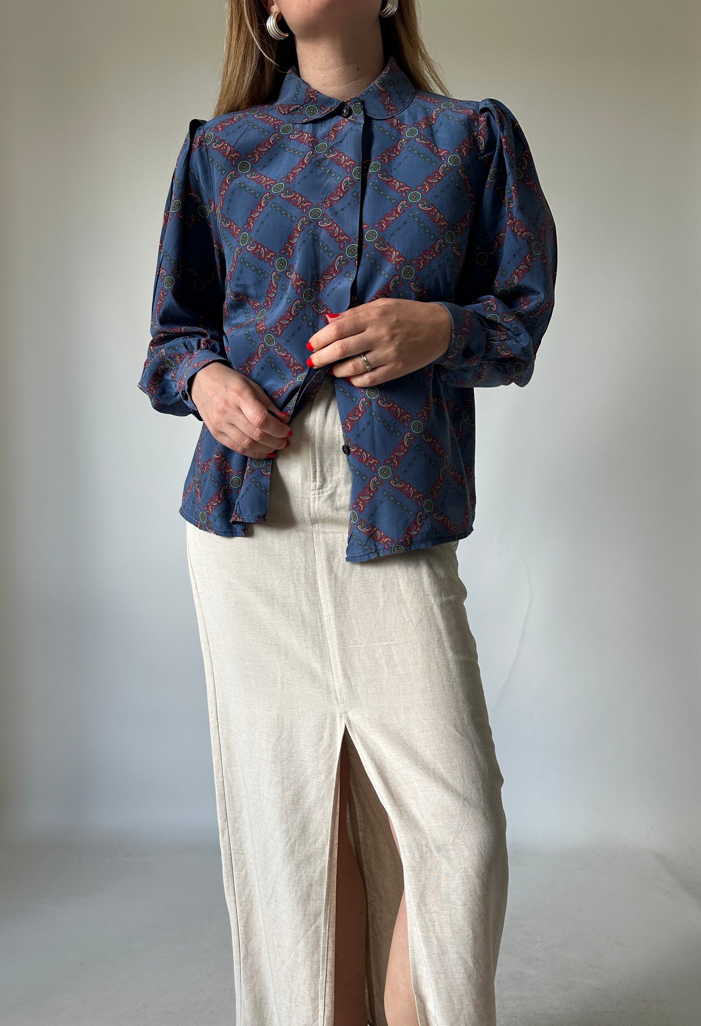 Chains pure silk petite shirt