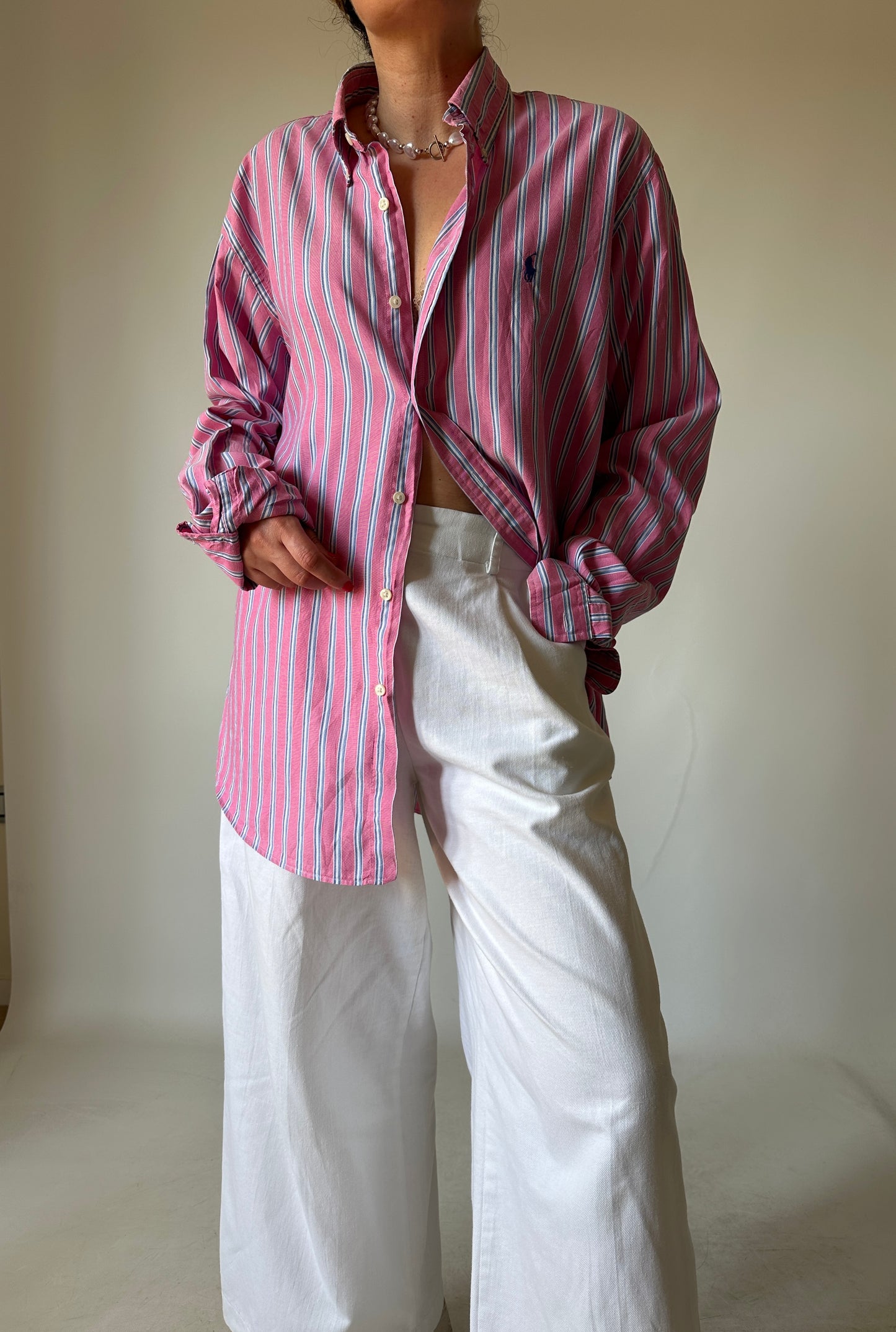 RALPH LAUREN striped pink shirt