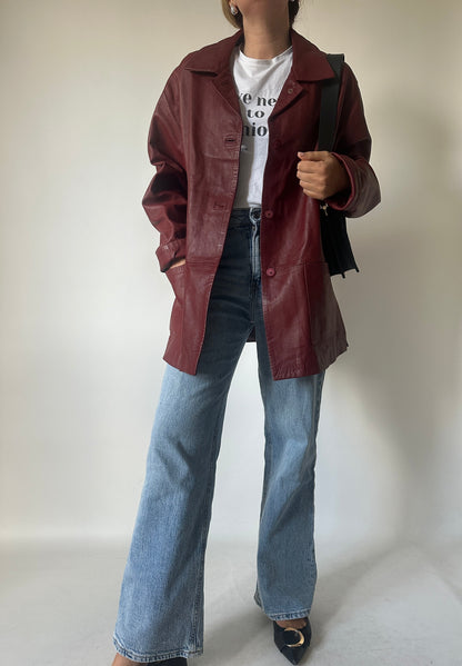 Burgundy leather jacket