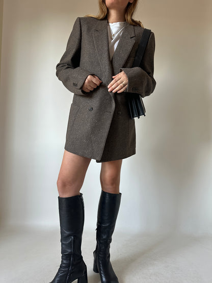 Chocolate herringbone blazer