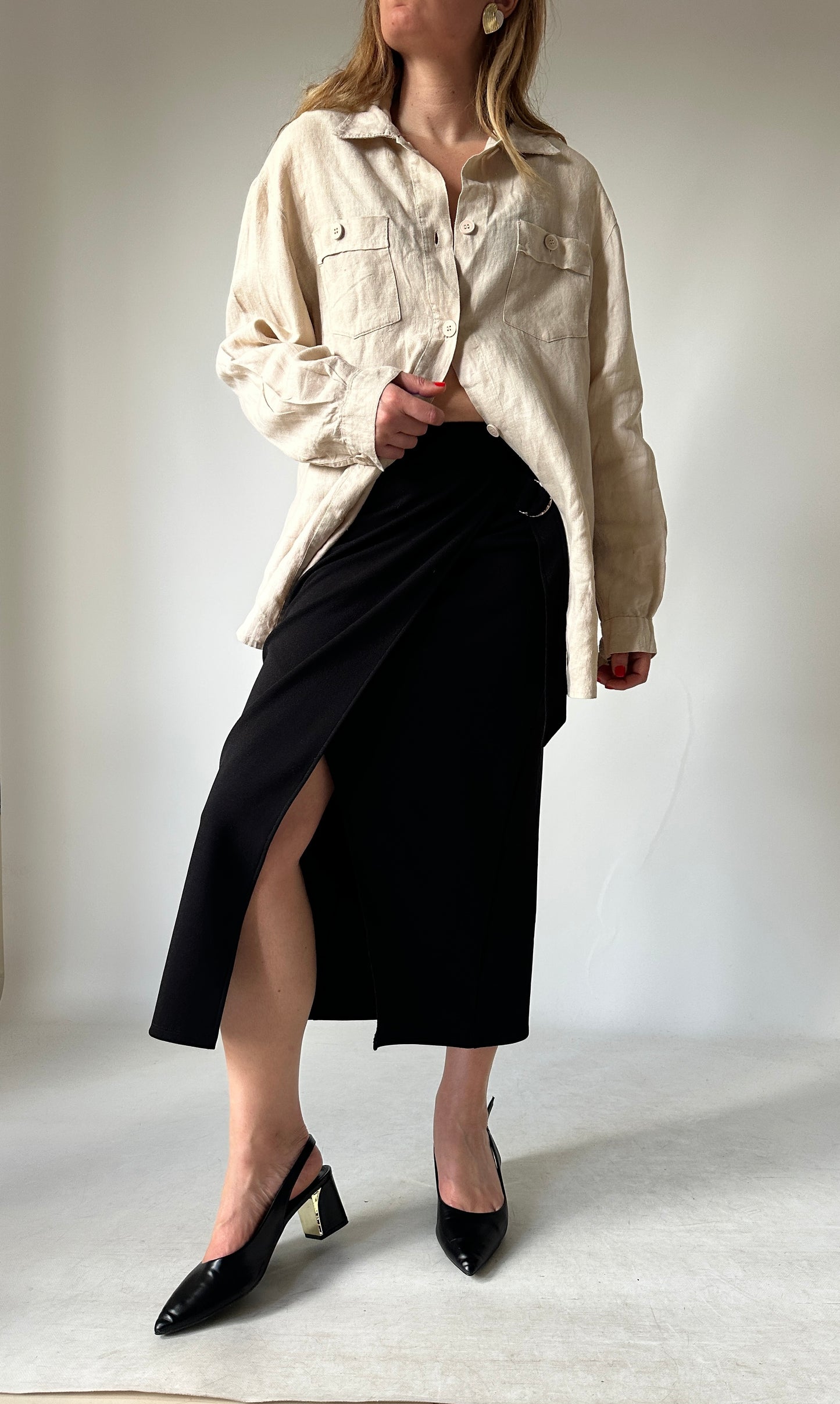 Pure 100% linen sahariana shirt