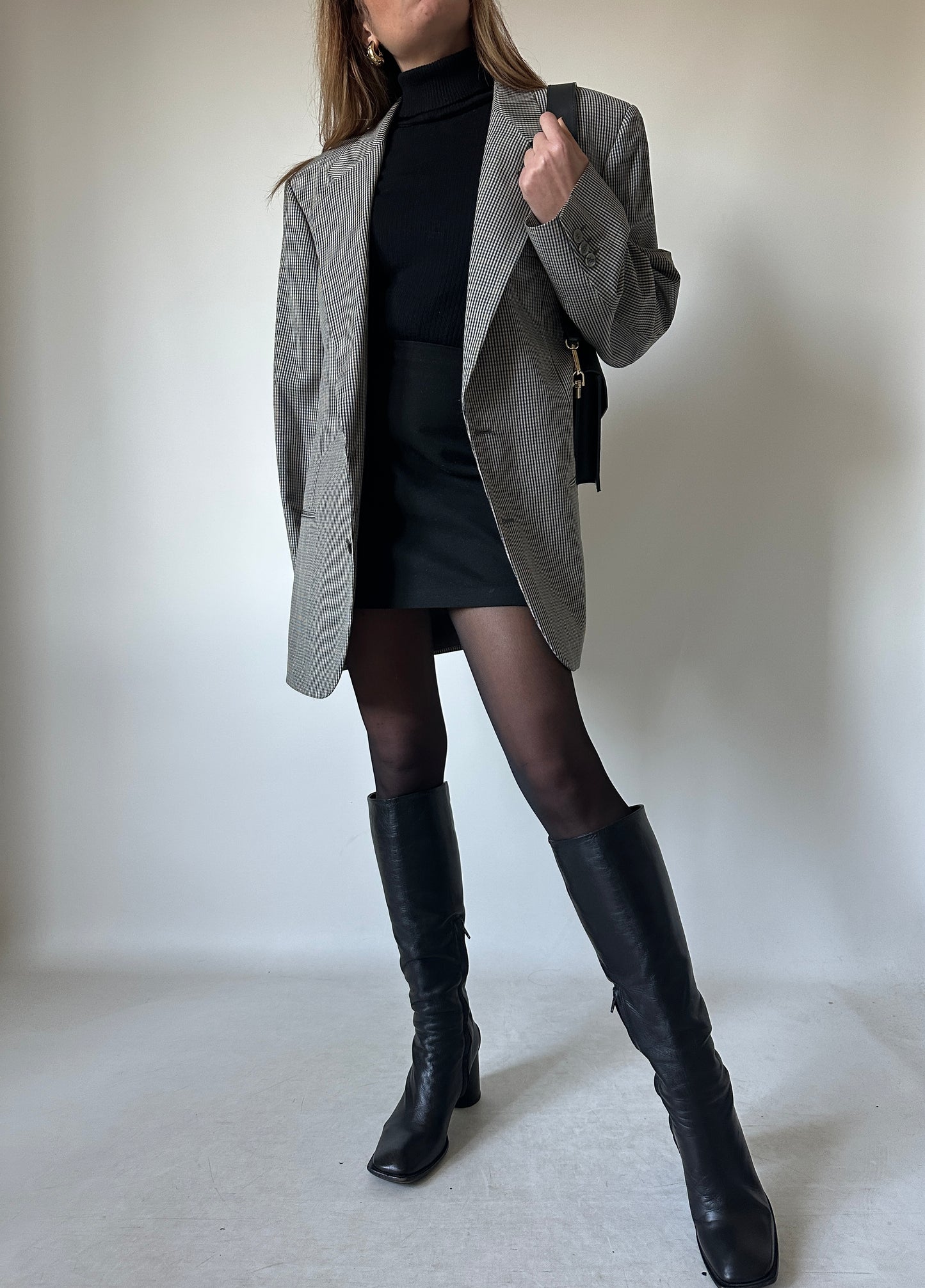 Pied de poule green oversize blazer