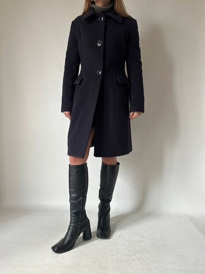 100% wool navy slim coat