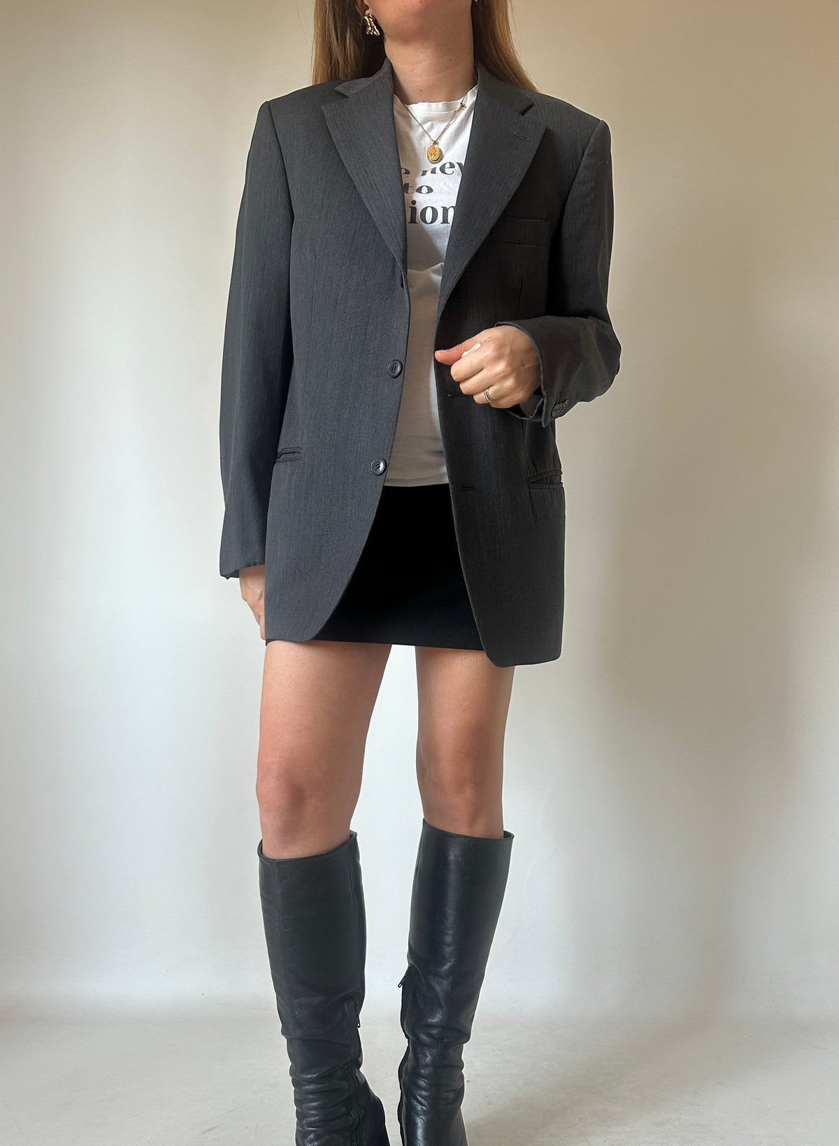 Made in Italy virgin wool grey blazer