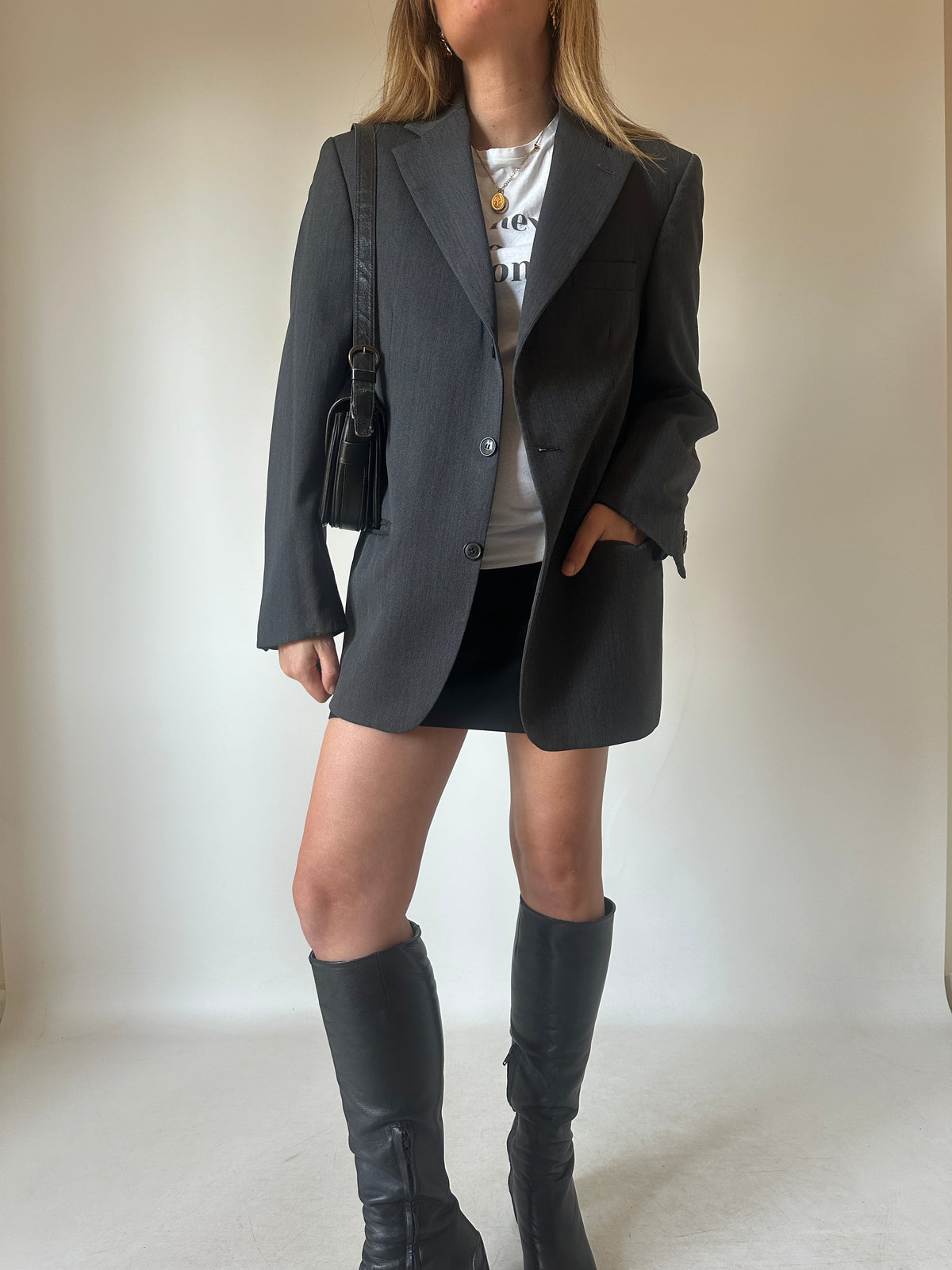 Made in Italy virgin wool grey blazer