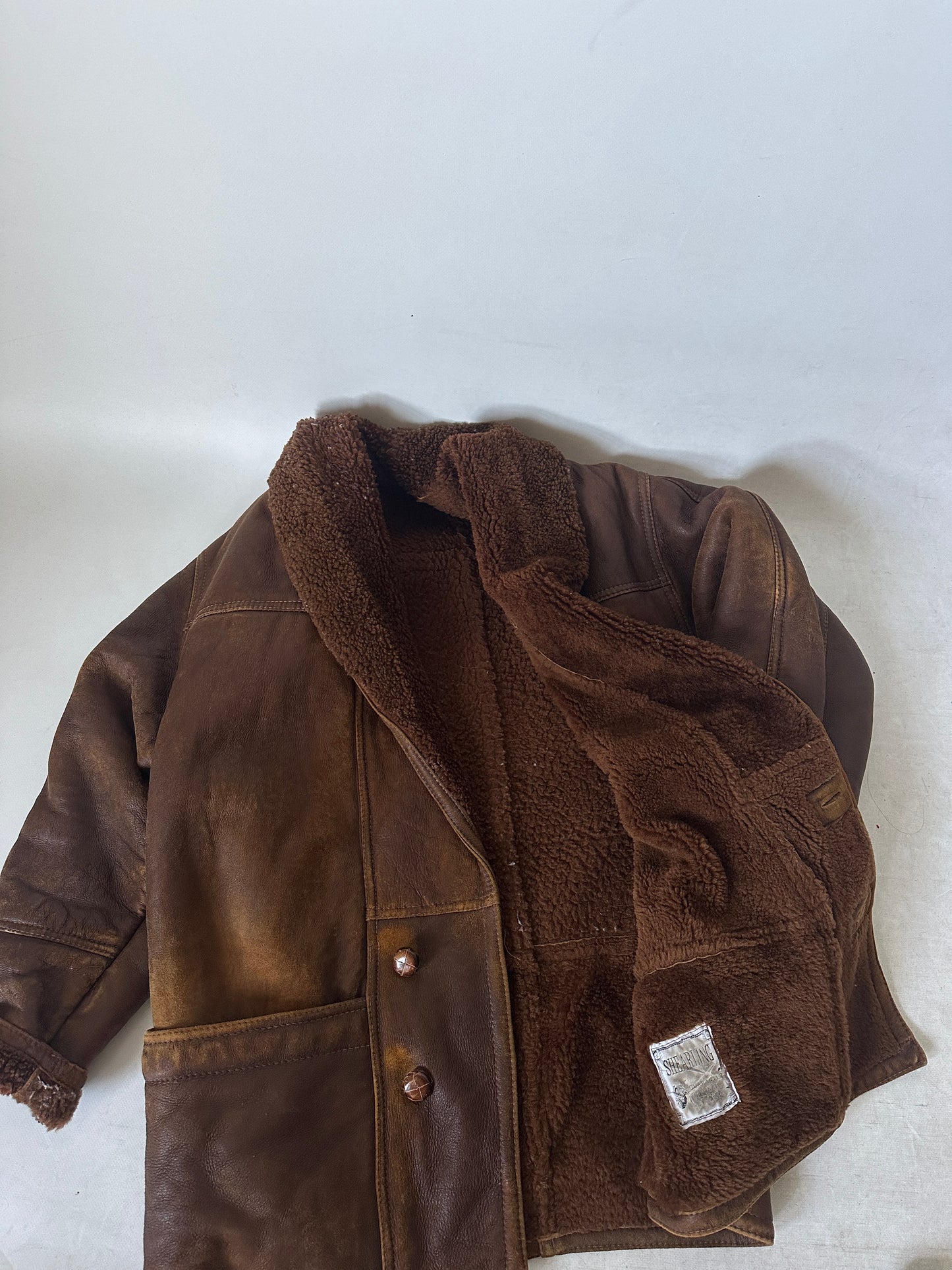 Unique distressed brown Shearling