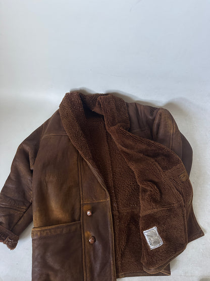 Unique distressed brown Shearling