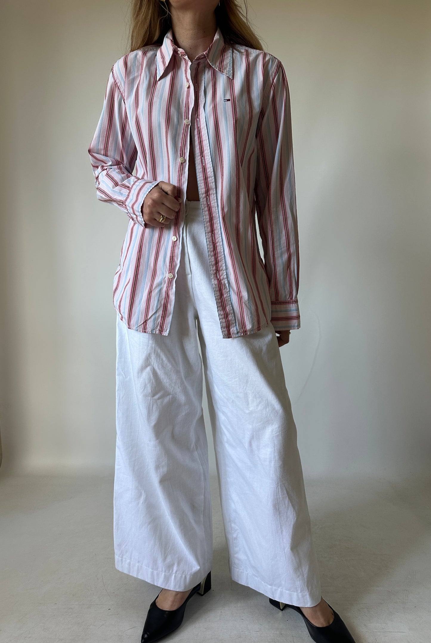 tOMMY HILFIGER pink striped shirt